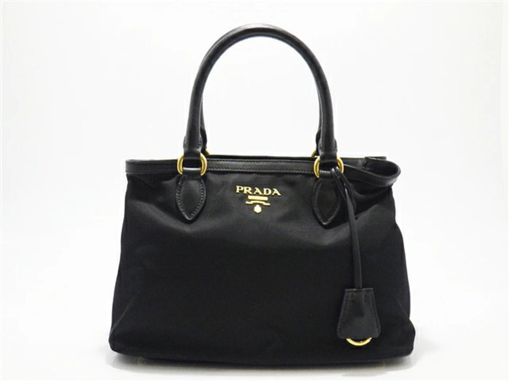 Prada Tessuto tote bag black leather